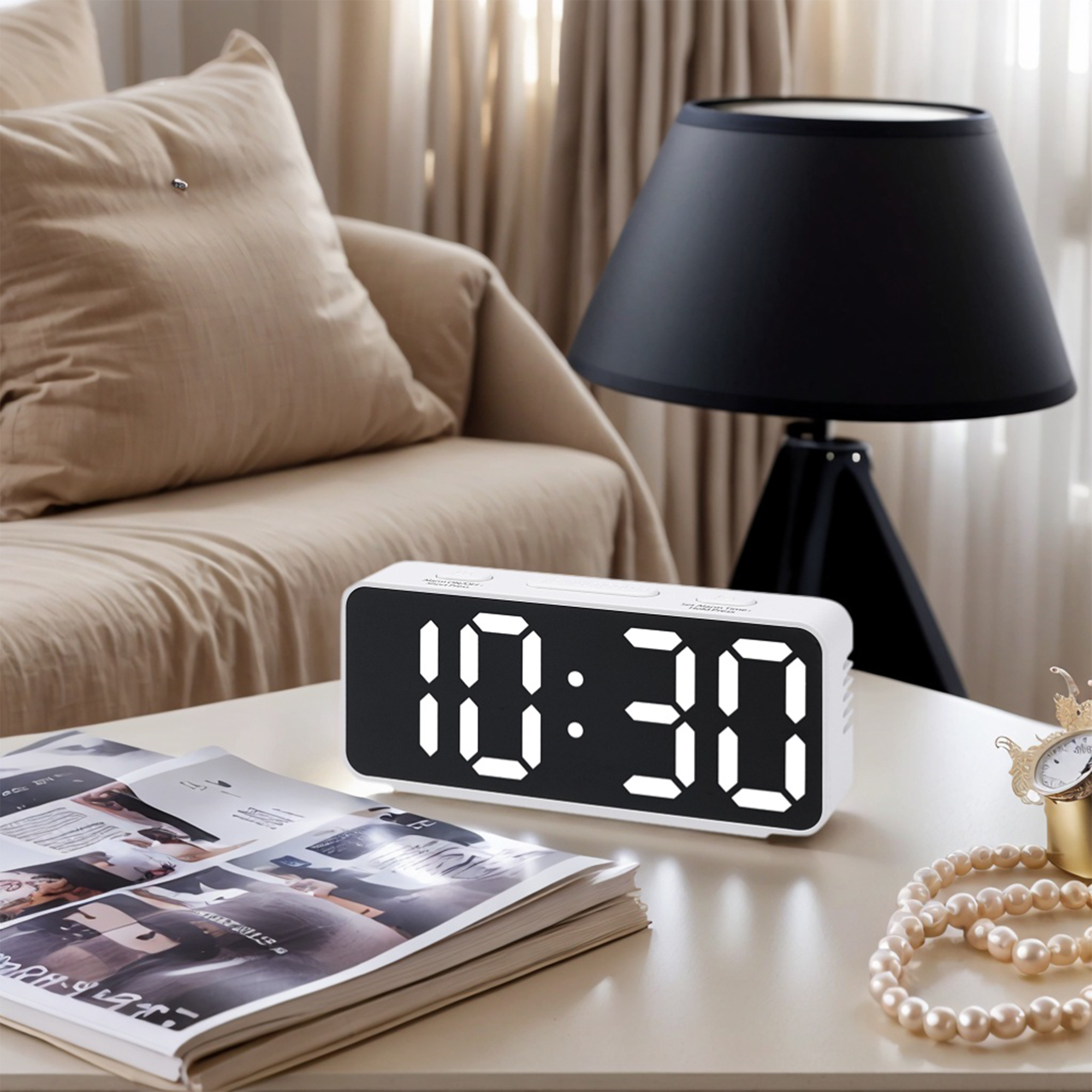 Unique Bargains Digital Alarm Clock for Bedroom Dorm White 5.1"L x 1.0"W x 2.2"H