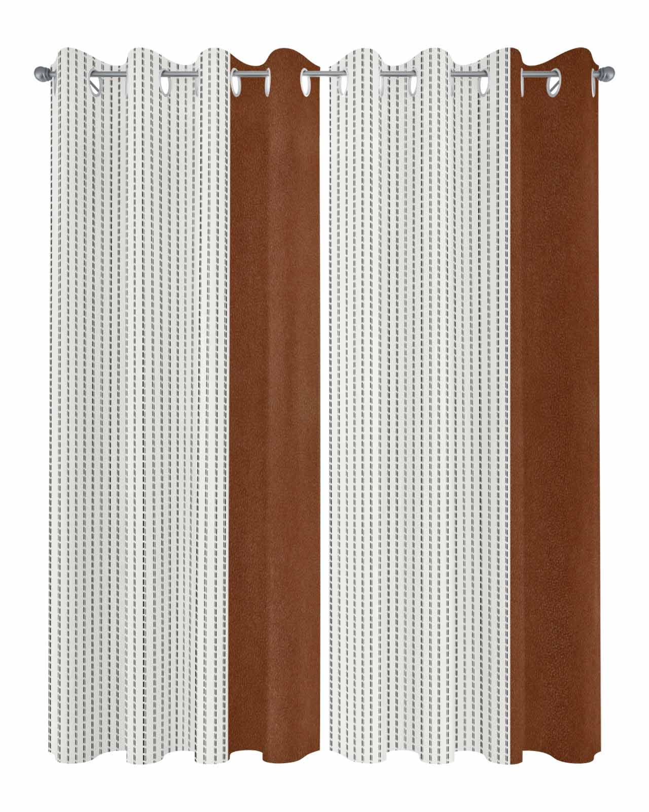 Boho Brown Leather Texture Outdoor Curtains for Patio, Modern Black Striped Privacy Drapes Grommet Waterproof Outside Curtains for Porch/Cabana/Balcony 54"x 95", 2 Panel