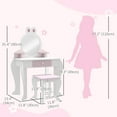 thumbnail image 3 of Qaba Coiffeuse pour Enfants avec Miroir et Tabouret, Motif Licorne, Blanc, 3 of 10