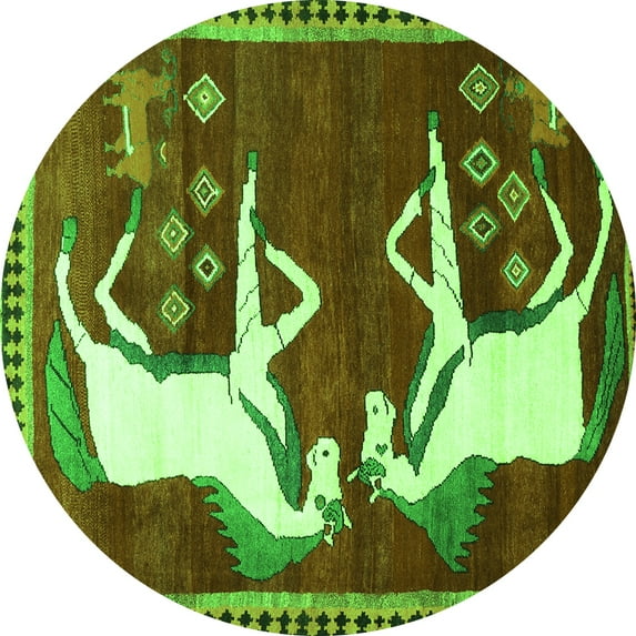 Ahgly Company Indoor Round Animal Green Traditional Area Rugs, 4' Round