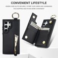 thumbnail image 4 of JTCASES for Samsung Galaxy S24 Ultra Case, PU Leather Lychee Pattern Zipper Purse Finger Ring Buckle Card Slots Stand Shell for S24 Ultra Wear-resistant Shockproof Wallet Cover, Black, 4 of 8