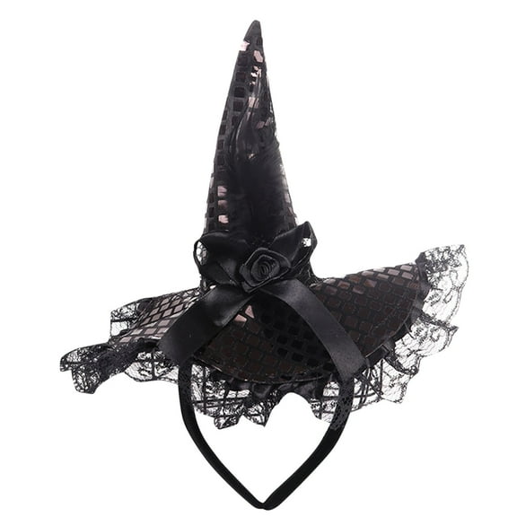 yunLCZ Halloween Hair Clips Halloween Decorations Witch Hat Headbands, Halloween Costumes for Women and Girls Cloth Black,One Size