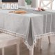 thumbnail image 1 of Mantel rectangular de lino y algodón, antiarrugas, con borlas, lavable, para cocina, comedor, fiesta (gris, 140 x 200 cm), 1 of 4