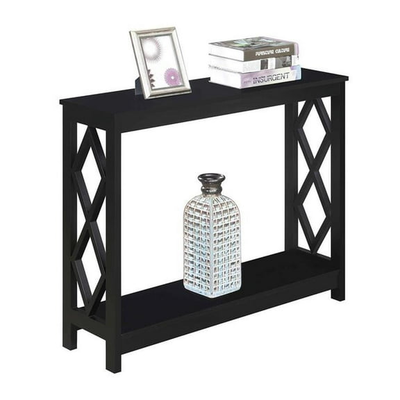 Pemberly Row Contemporary Console Table in Black Wood Finish