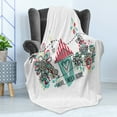 thumbnail image 4 of Saying Soft Flannel Fleece Throw Blanket, Doodle Style House with Heart Shape and Garden Blooming Flowers Butterflies, Cozy Plush for Indoor and Outdoor Use, 70" x 90", Multicolor, by Ambesonne, 4 of 5