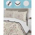 thumbnail image 4 of Quilts Queen Size, Beige Boho Soft Comforter Bedding Set for Bed, Vintage Ethnic Floral Abstract Geometric Lightweight Quilted Bedspread with Pillow Cover(2 Pieces) for All Season, 90x96 Inch, 4 of 6