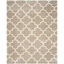 SAFAVIEH Montreal Lennart Geometric Quatrefoils Shag Area Rug, Beige/Ivory, 6'7" x 9'6"
