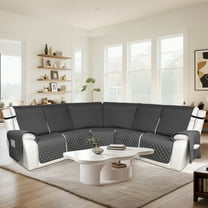 HDCAXKJ 100% Waterproof Reclining Sectional Couch Covers L-Shape Recliner Sofa Cover 5 Seat, Dark Gray