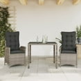 thumbnail image 1 of vidaXL 3 Piece Garden Dining Set with Cushions Grey Poly Rattan, 1 of 6