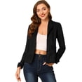 thumbnail image 1 of Allegra K Chaqueta de gamuza sintética con cordón delantero abierto informal de manga larga para mujer Negro S, 1 of 6