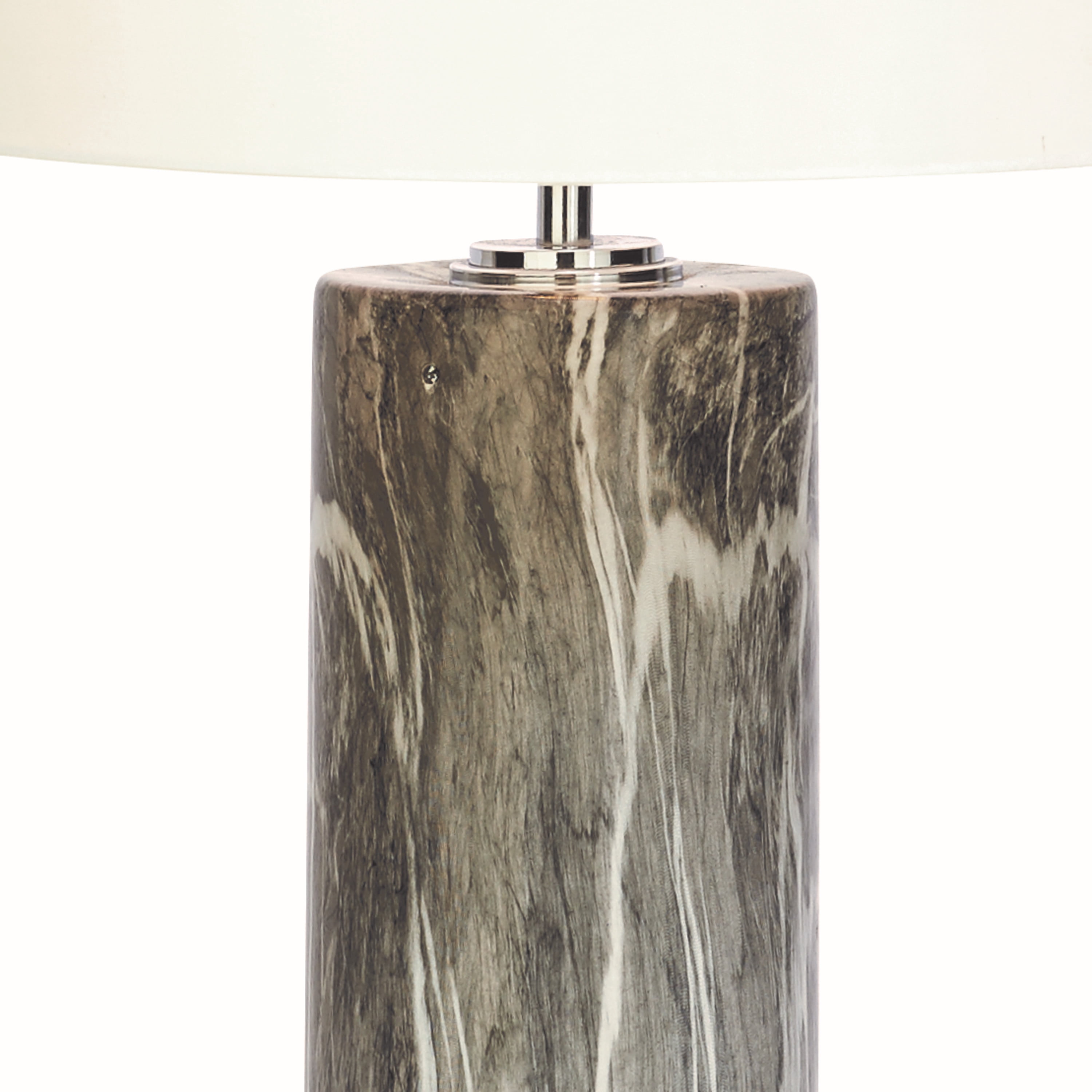 CosmoLiving by Cosmopolitan 26" Faux Marble Gray Table Lamp with White Linen Shade