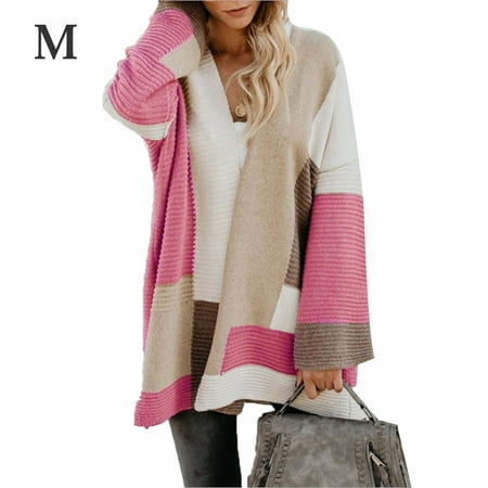

BESTHUA Casual Knitted Cardigan Geometric Mixed Color Sweater for Girls