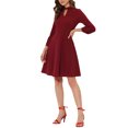 thumbnail image 4 of INSPIRE CHIC Women's A-Line Knit Keyhole Mock Neck Long Sleeve Midi Dress XS Wine Red, 4 of 5