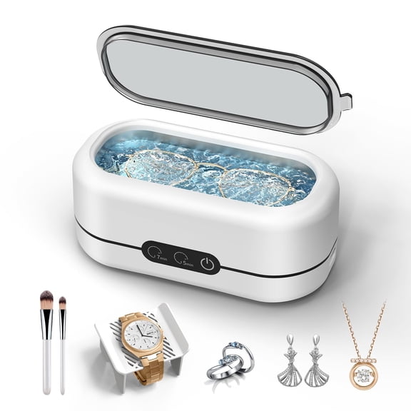 Ultrasonic Jewelry Cleaner - 48KHz Professional Cleaning Machine for Jewelry, Eyeglasses, Rings, Watch Straps, and Dentures with Dual Cleaning Modes
