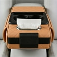 thumbnail image 4 of Multifunctional Pu Leather Car Armrest, PU Leather Center Console Cover Cushion, Armrest Storage Box Pad with Phone & Tissue Holder for Most Cars, 4 of 7