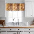 thumbnail image 3 of Burnt Orange Ombre Valance Curtains for Kitchen/Living Room/Bathroom/Bedroom Window, Rod Pocket Small Topper Half Short Window Curtains Voile Sheer Scarf, Abstract Art Moire Ocean Waves 42"x18", 3 of 8