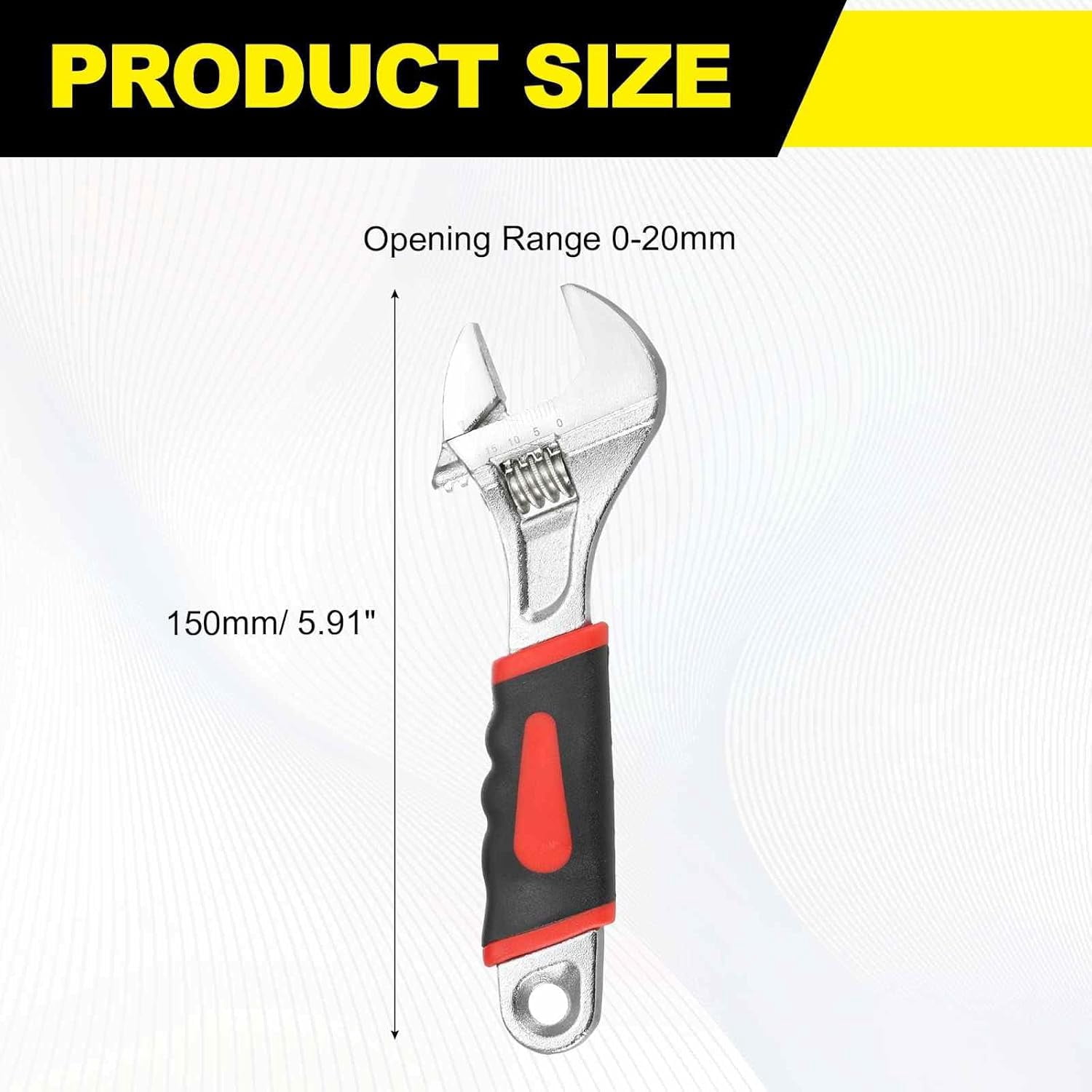 MKEUDQ-Adjustable Wrench 6" High Carbon Steel Industrial Wide Jaw Wrench Adjustable Repairs Spanner Tool with Graduated Scale for Home Garage Workshop Plumbing, Red-Black