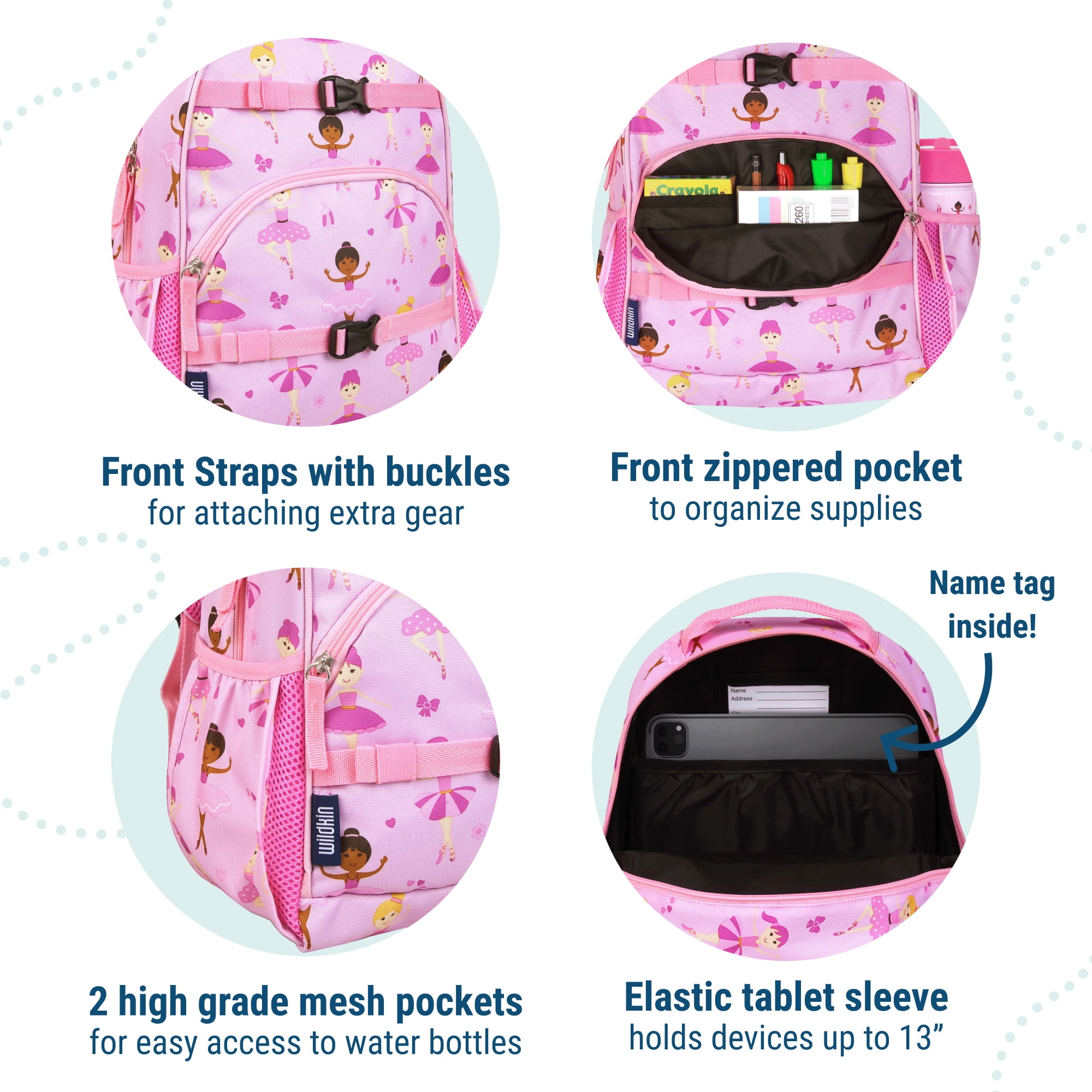 Wildkin Kids Ballerina ECO rPET Next Gen Backpack - 15 Inch / 12L