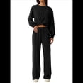 thumbnail image 2 of Conjunto de Chándal de 2 Piezas para Mujer: Sudadera Corta con Parte Delantera y Pantalón Deportivo de Pierna . Conjunto de Estar por Casa. Negro L, 2 of 8