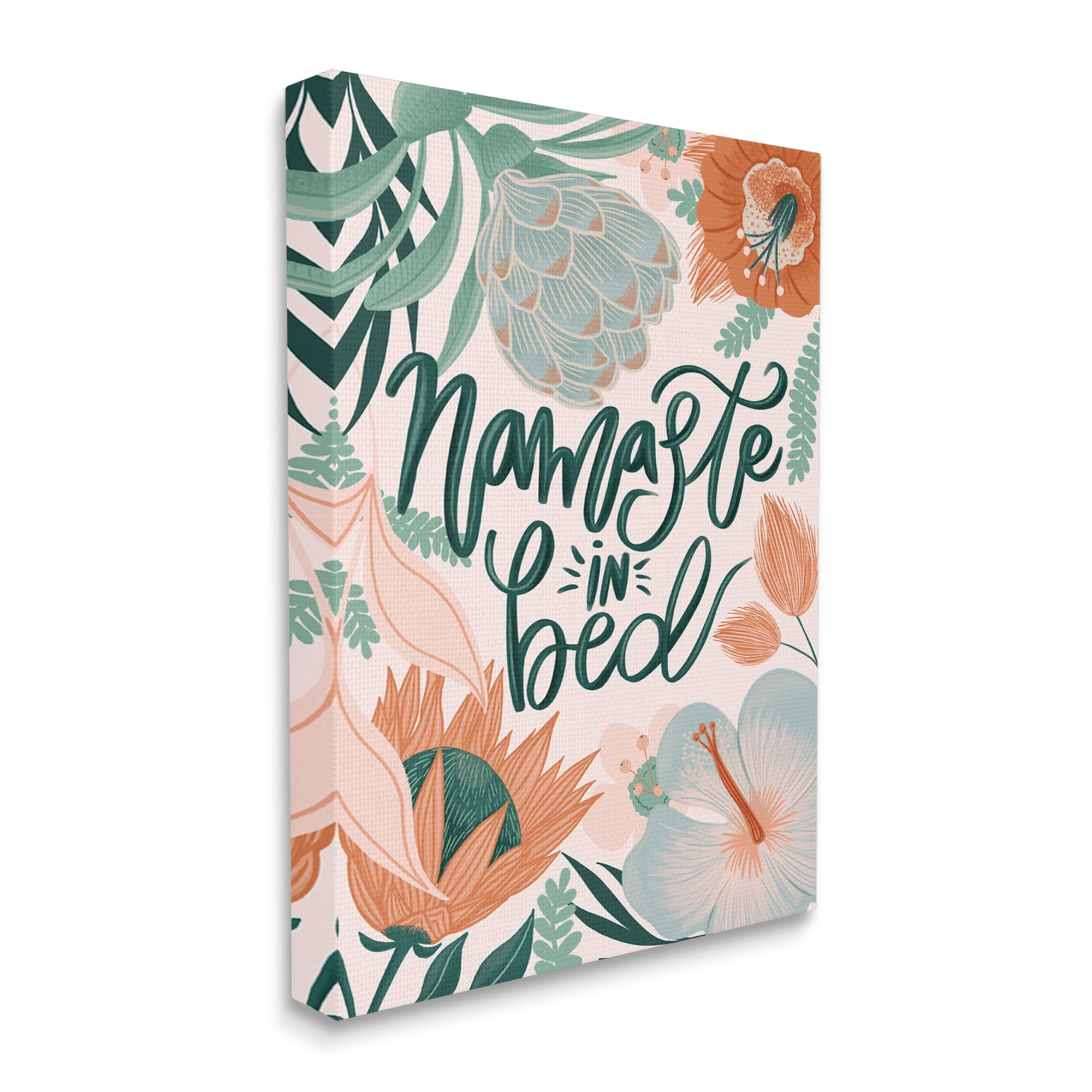 Stupell Industries Namaste In Bed Floral Botanical & Floral Painting Gallery Wrapped Canvas Print Wall Art, 16 x 20
