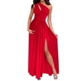 thumbnail image 1 of Vestido largo de fiesta con un hombro y estampado floral para mujer - Vestido con abertura para fiestas y celebraciones - Poliéster ligero - Elegante vestido de verano, 1 of 7