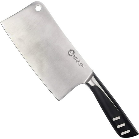 Lux Decor Collection 7 Inch Stainless Steel Cleaver – Butcher Knife – Best For Home Kitchen and (Best Knife For Cutting Raw Meat)