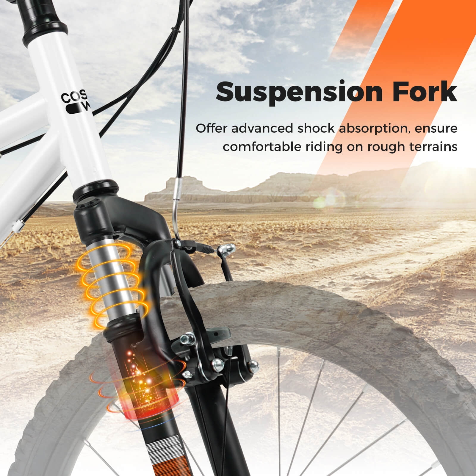 Costway 20 Inch Mountain Bike for Teens Aged 8+ Years Old with Suspension Fork White
