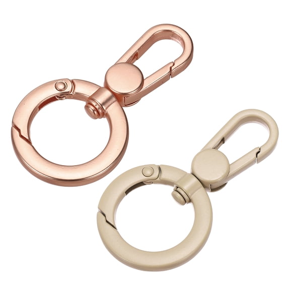 Uxcell 2 Pcs Double Opening Snap Hooks Swivel Keychain Clasp Clips Metal Swivel Lobster Claw Clasp for Jewelry Making Crafts Backpack Bag Strap  Phone Case, Rose Gold/Light Brown