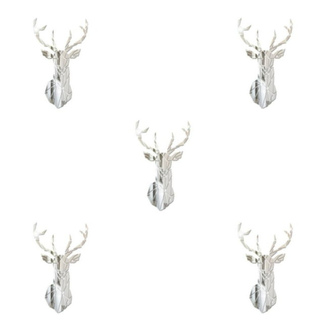 relayinert Easy To Paste And Remove 3D Deer Head Mirror Wall Sticker For Quick Decor Updates Living Space silver XL 5Set