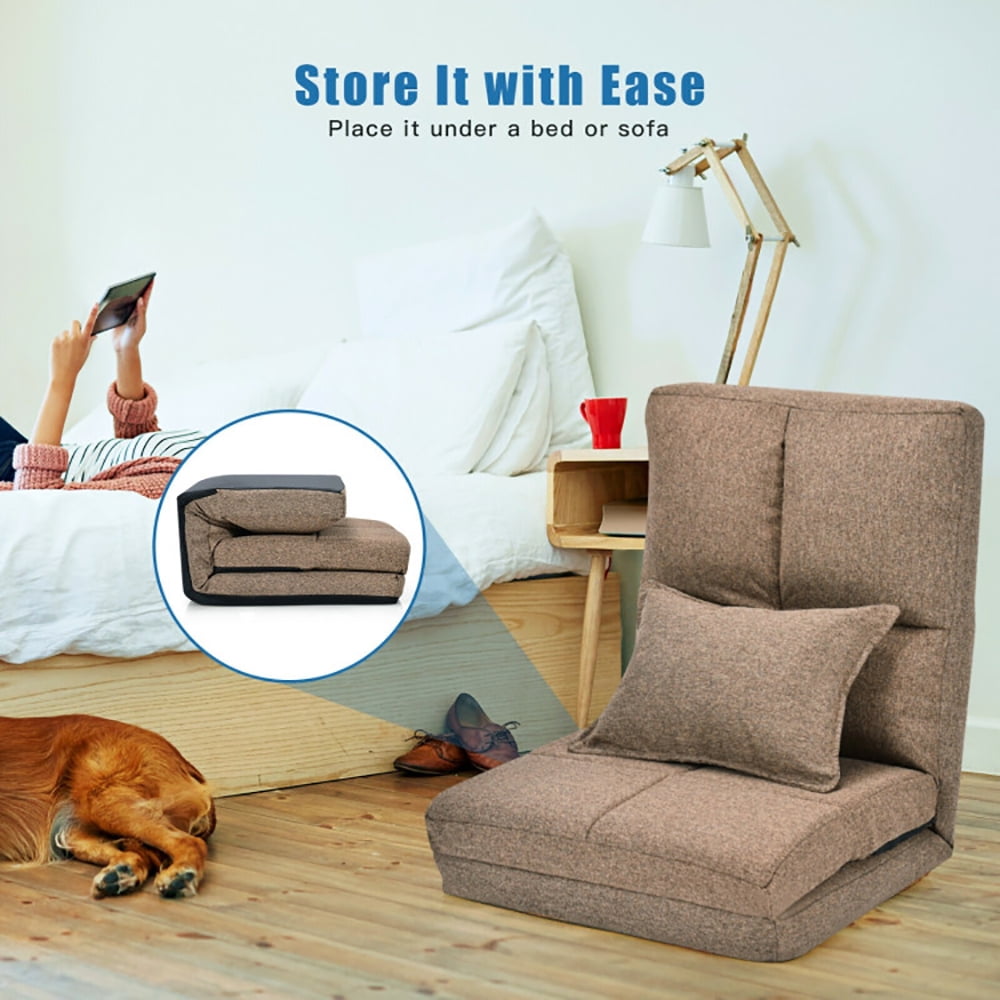 Finihen Folding Sleeper Couch, Fold Down Flip Convertible Sleeper Couch with Pillow, Foldable Mattress for Living Room, Dorm, Home, Office, Apartment, Brown Finihen Folding Sleeper Couch, Fold Down Flip Convertible Sleeper Couch with Pillow, Foldable Mattress for Living Room, Dorm, Home, Office, Apartment, Brown