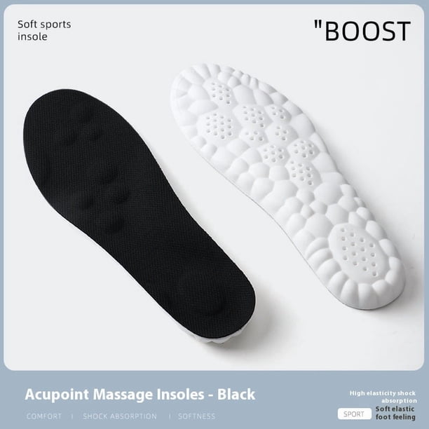 Insoles for Women Man,Cloud Soles for Men Women,4D Cloud Soles for Men,Anti Fatigue, Shock Absorption, Foot Pain Relief (Black, S)Black:Men: 9-9.5/Women:10.5-11
