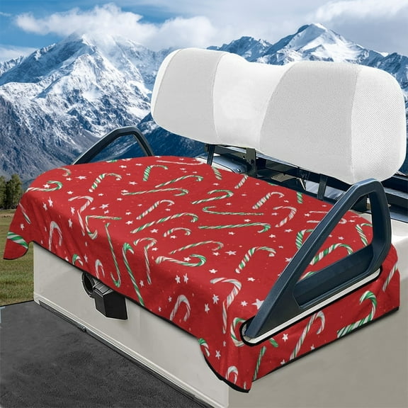 Yuyamidu Candy Canes Golf Cart Seat Covers Christmas Golfcart Seat Cover Winter Club Car Seats Cushion Flannel Golf Cart Accessories Seat Covers, Red