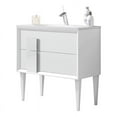 thumbnail image 2 of Lucena Bath 42981 24 in. Decor Cristal Freestanding Vanity 2 Drawer with Ceramic Sink, White & White Glass Handle, 2 of 4