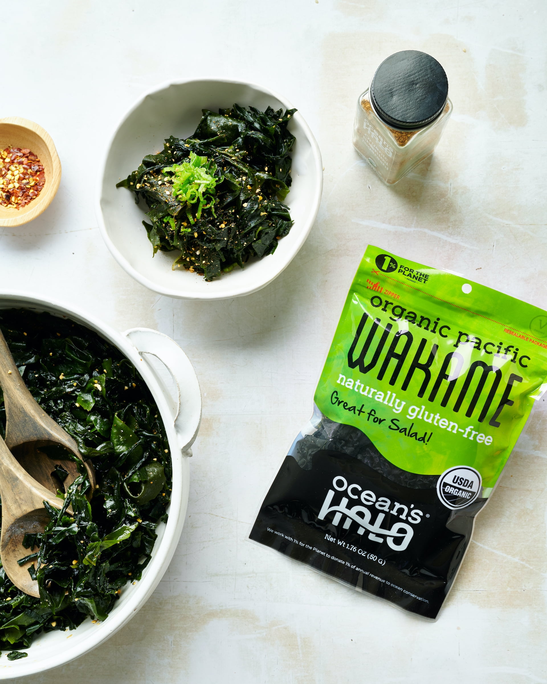 Ocean's Halo Organic Pacific Wakame Seaweed, Great for Seaweed Salad, Shelf-Stable Dried, 1.76 oz