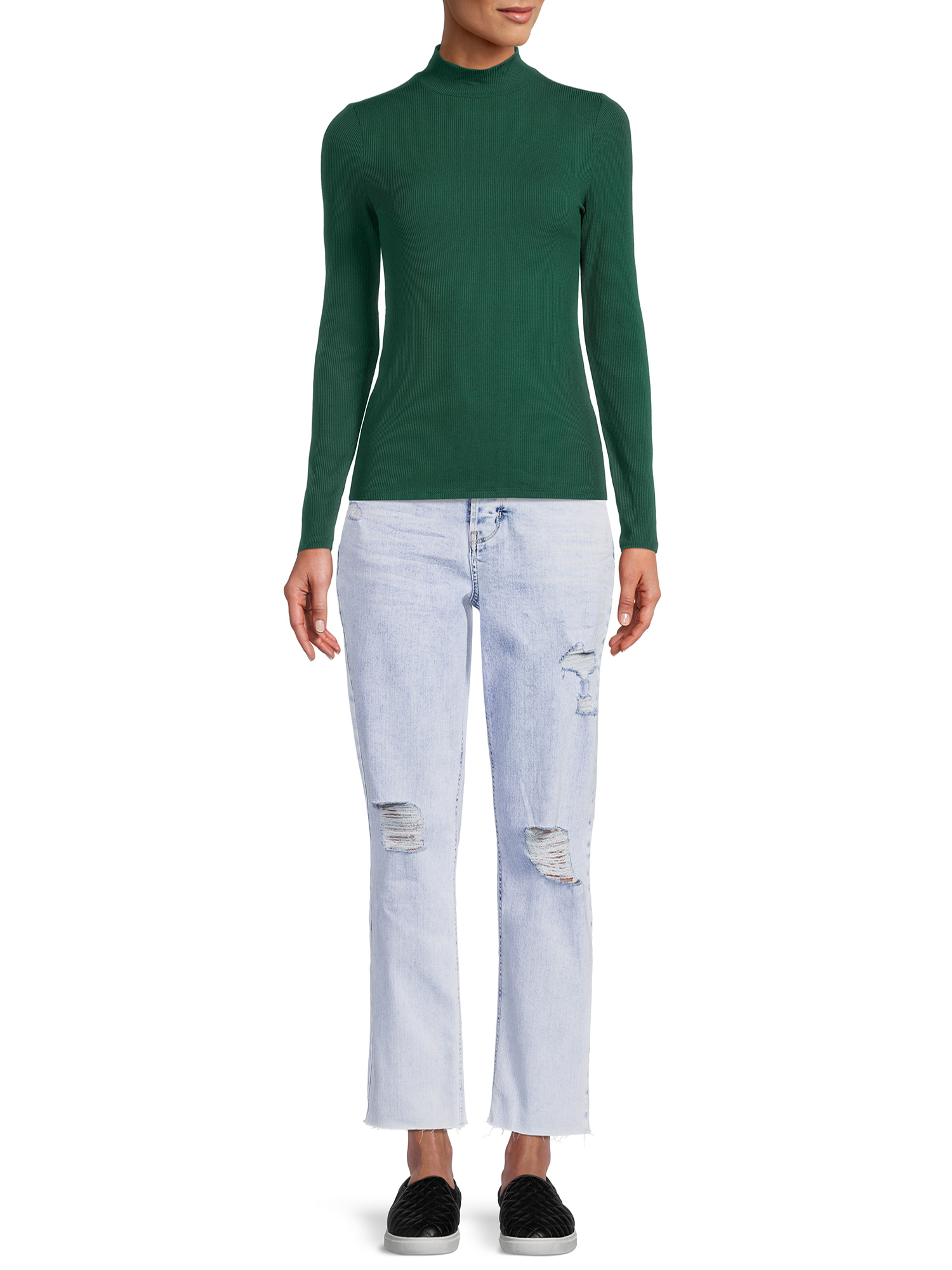 No Boundaries Women's Juniors Long Sleeve Mock Neck Top, 2-Pack