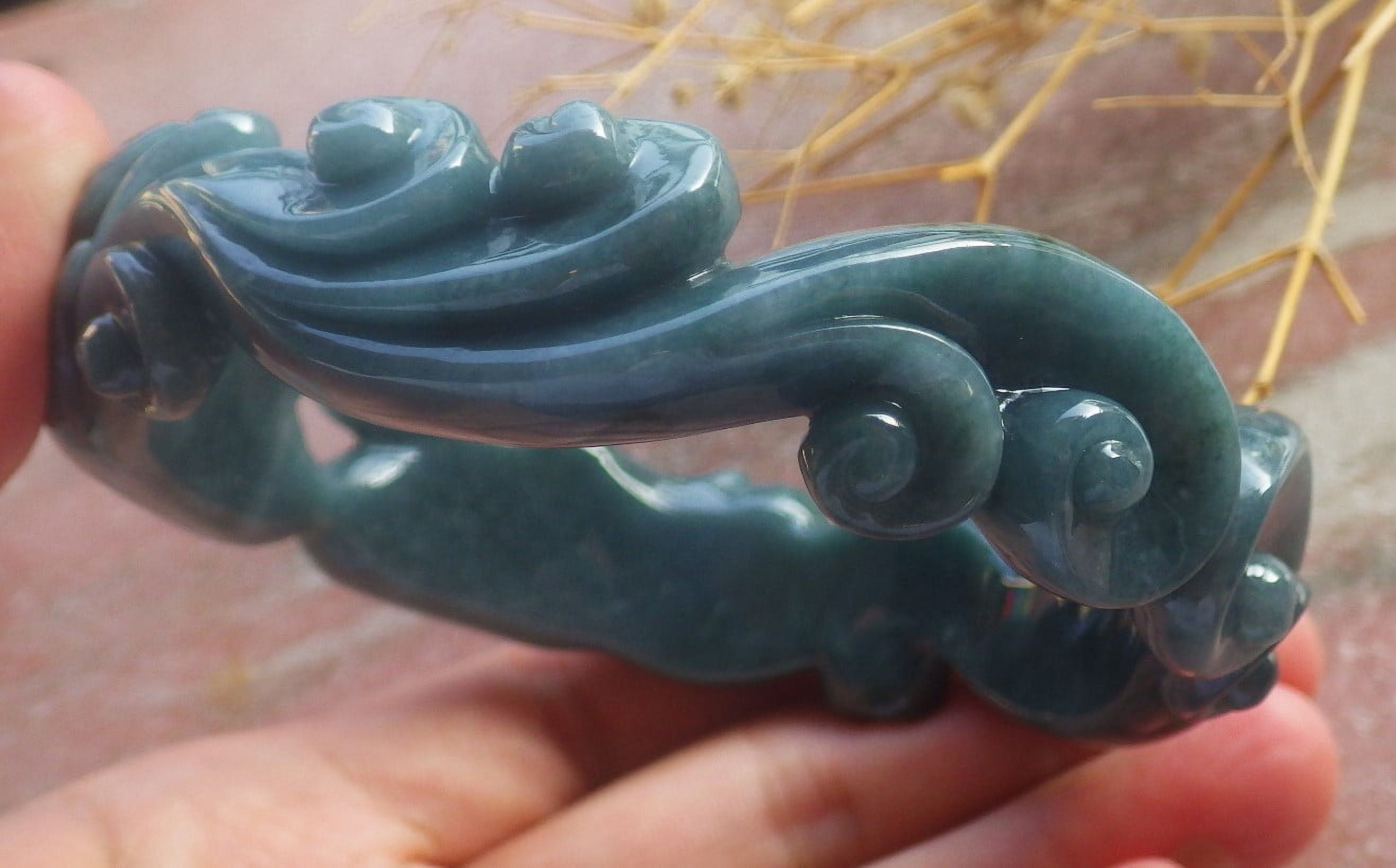 Gree Natural A JADE Jadeite Swan Bangle Bracelet 68 mm 688738 TN