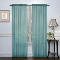 Baywell Green Semi Sheer Curtains 78 Inches Long for Living Room - Linen Look Bedroom Rod Pocket Voile Drapes, 39 by 78 Inch