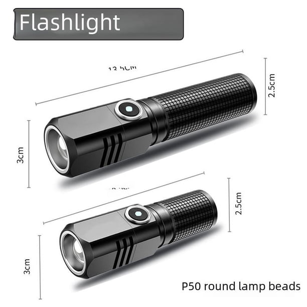Linterna mini portátil de largo alcance LED láser súper brillante recargable tipo-c zoom