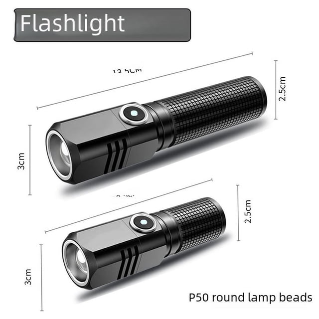 Linterna mini portátil de largo alcance LED láser súper brillante recargable tipo-c zoom