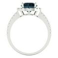 thumbnail image 4 of 1.8 ct Round Cut Natural London Blue Topaz with Simulated Diamond Halo Accents 18K White Gold Womens Engagement Ring, 4 of 5