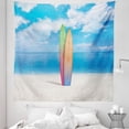 thumbnail image 1 of Beach Tapestry, Multicolor Surfboards on Sands Summer Fun Concept Calm Sea and Cloudy Sky, Fabric Wall Hanging Decor for Bedroom Living Room Dorm, 5 Sizes, Sky Blue and Pearl, by Ambesonne, 1 of 1