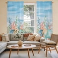 thumbnail image 2 of Summer Nautical Kitchen Curtain for Berdoom Living Room Cafe 72 Inch Length, Coastal Beach Starfish Coral Shell Blue Tiers Curtains Light Filtering Drapes Window Treatment 2 Panels 52"Wx72"L, 2 of 8