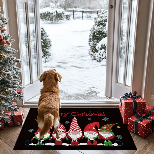 Wooowa Xmas Rugs Christmas Kitchen Bathroom Rugs Non-Slip Washable Floor Mat Low Pile Throw Carpet for Entryway Living Room Bedroom Laundry Indoor