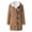 Brown L, variant on Lady Winter Coat with Hood And Pockets Thickened Fleece-lined Faux Suede Mid Length Thermal Jacket Long Sleeve Outdoor Casual Outerwear