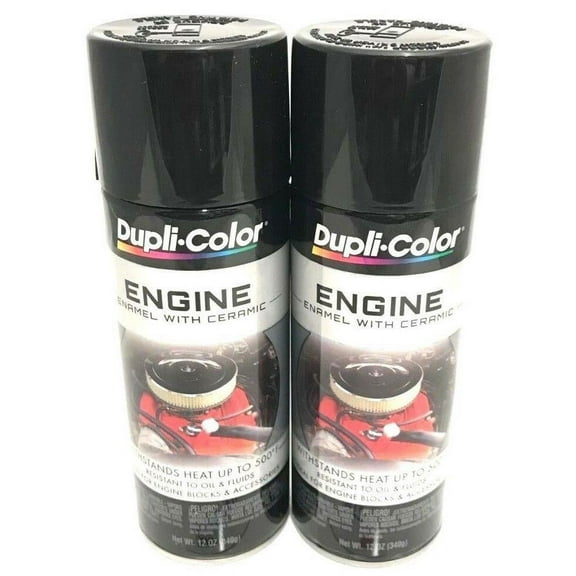 Duplicolor DE1613-2 pack Engine Enamel with Ceramic Gloss Black color - 12 oz Aerosol Can
