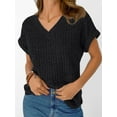 thumbnail image 5 of AELand Women Tops V Neck Short Sleeve T-Shirts 2025 Spring Fashion Dressy Casual Business Tunic Blouses,S~2XL, 5 of 8