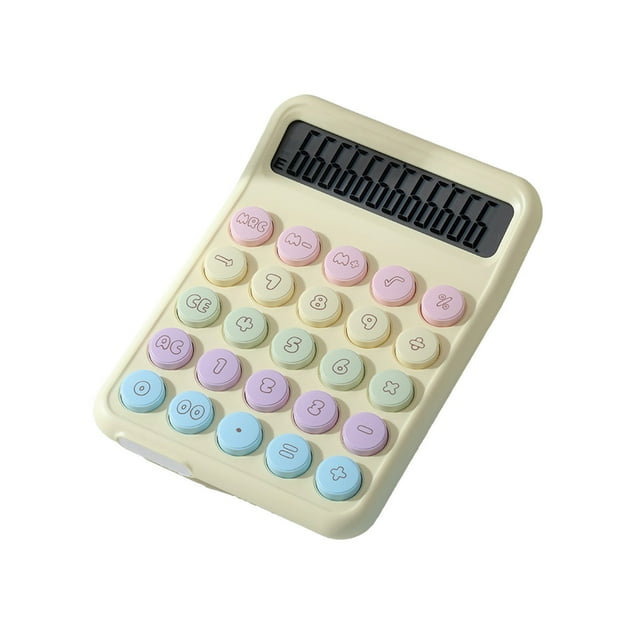 Yellow Campus Dopamine Color Calculator Large Screen 12 Digit Display Office Finance Portable Calculator For Elementary School Students