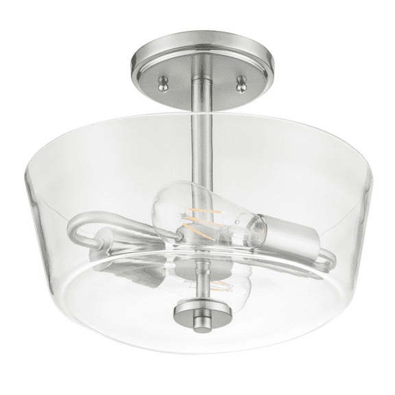 Prominence Home Viktoria 13" Brushed Nickel Semi Flush Mount Light with Clear Glass Shade