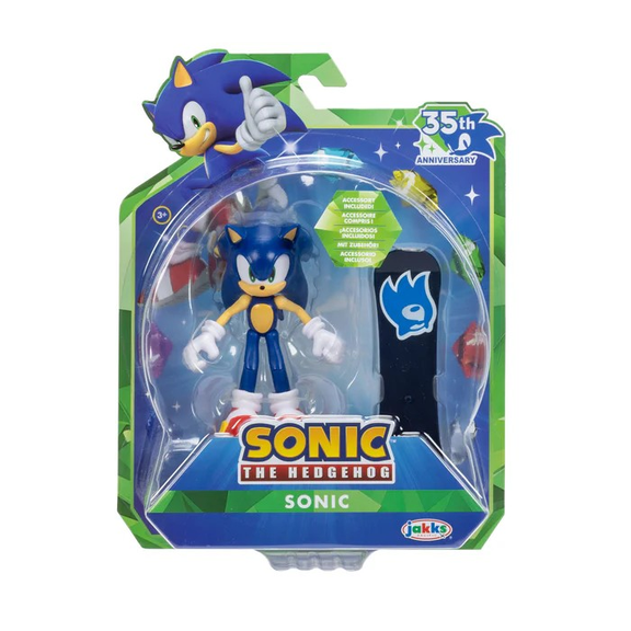 Sonic 35th Anniversary Sonic with Snowboard 4 Inch Action Figure with 11 Points of Articulation