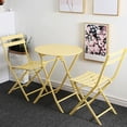 thumbnail image 7 of 3 Patio Bistro , Yellow - Metal Chairs And Table With Folding Feature For Courtyards Foldable 3 Piece Bistros & Gardens, 7 of 7
